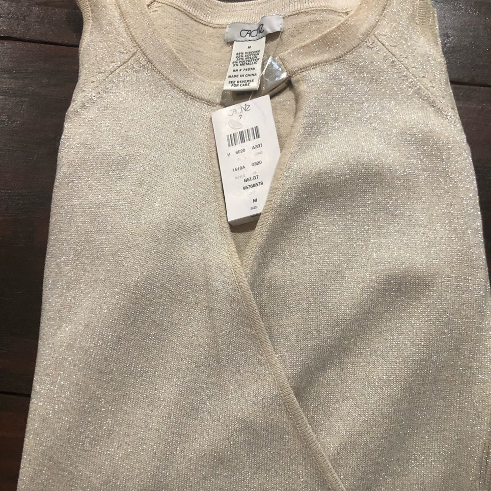 Cache sparkle cream sweater NEW NWT
